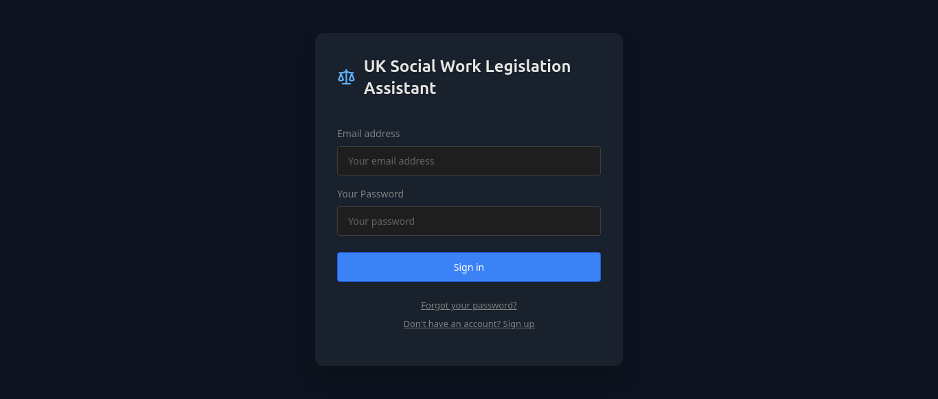 UK Social Work Legislation Chatbot